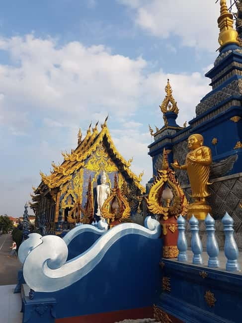 Chiang Mai: Chiang Rai Temples and Long-Neck Karen Village - Wat Rong Suea Ten Blue Temple: Deep Blue Tones and Golden Accents