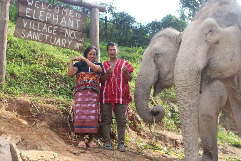 CHIANG MAI ELEPHANT VILLAGE SANCTUARY JUNGLE ADVENTURE - Dok Ko Ki Karen Village: Outfit Changes and Rice-Field Walking