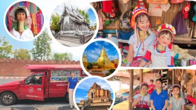 Long Neck Village, Silver Temple & Chiang Mai Top Sites - Getting Picked Up and Moving by Red Songthaew