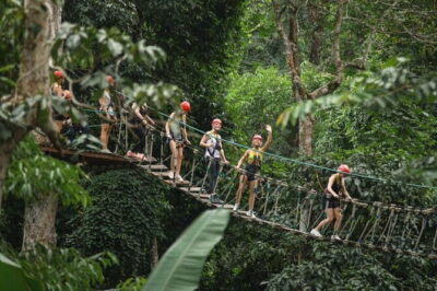 Sky Hawk Zipline Adventure with Optional ATV in Chiang Mai - Entering the treetop course: platforms, ziplines, and those sky bridges